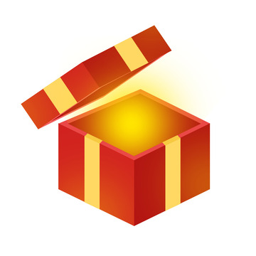 打开的红色展开礼盒