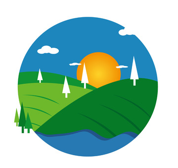 绿色清新卡通田野矢量手绘图