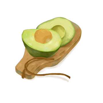 绿色手绘牛油果手绘图