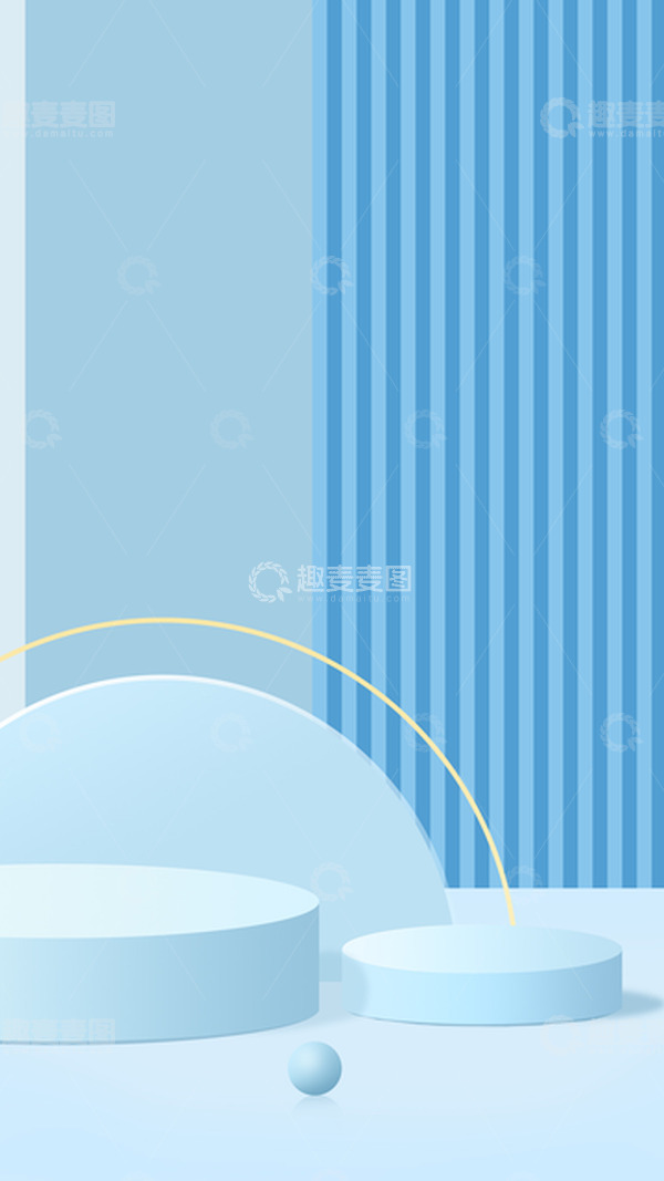 源文件下载【趣麦麦图】-海报618年中大促清新蓝色立体电商展台