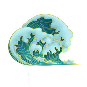 国潮风浪花手绘