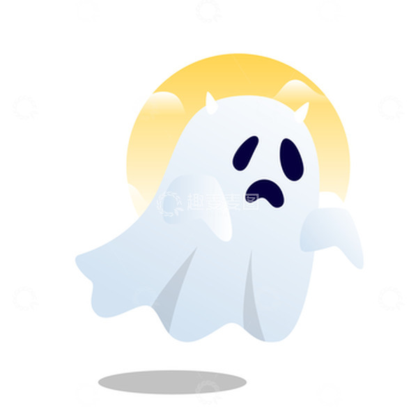 源文件下载【趣麦麦图】白色可爱中元节矢量鬼魂素材图