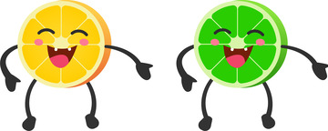 绿黄色卡通柠檬小人