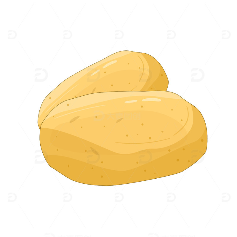 黄色矢量土豆蔬菜手绘矢量插画