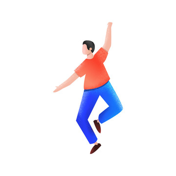 红蓝渐变扁平商务人物促销活动手绘人物