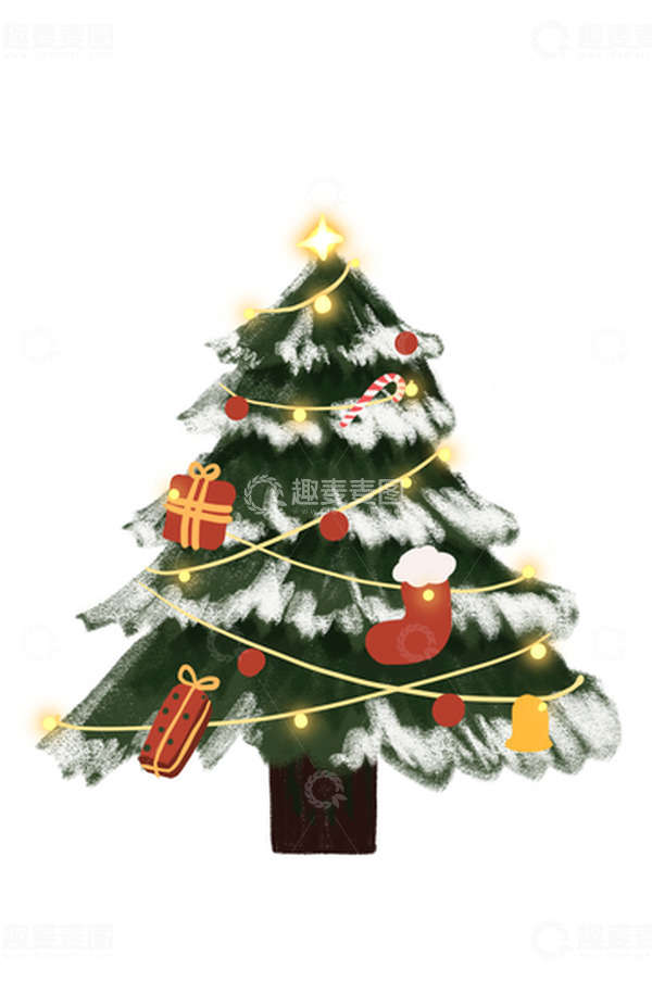 源文件下载【趣麦麦图】手绘插画圣诞树