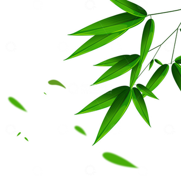 源文件下载【趣麦麦图】-绿色清新春天竹叶飘落端午叶子