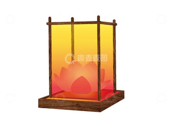 源文件下载【趣麦麦图】中元节莲花河灯矢量手绘