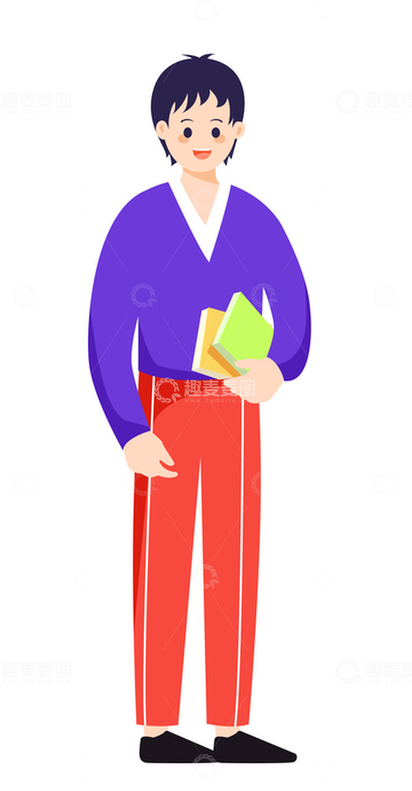 源文件下载【趣麦麦图】扁平拿书本男老师教师教学教育教师节