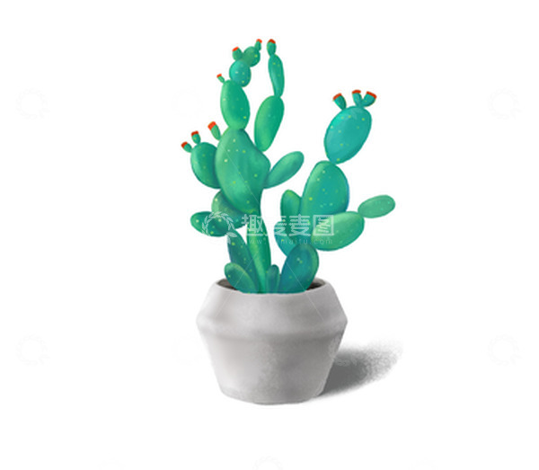 源文件下载【趣麦麦图】手绘仙人掌盆栽