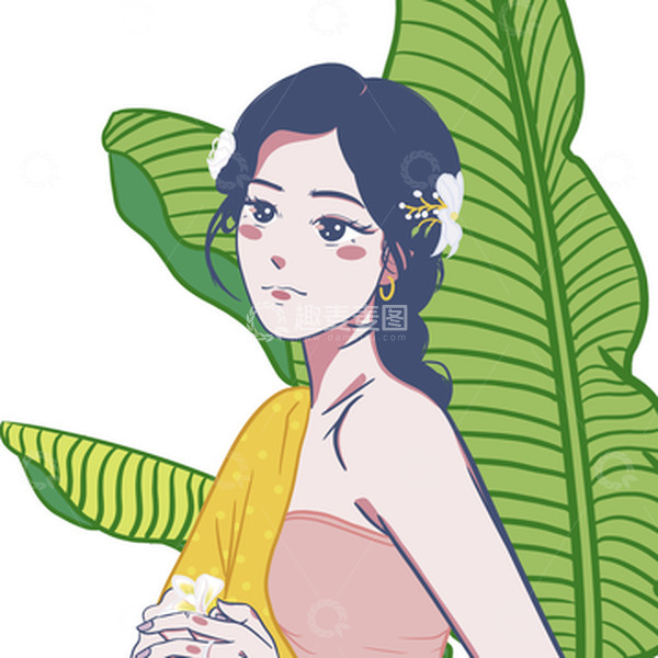 源文件下载【趣麦麦图】-泰国女孩头像手绘