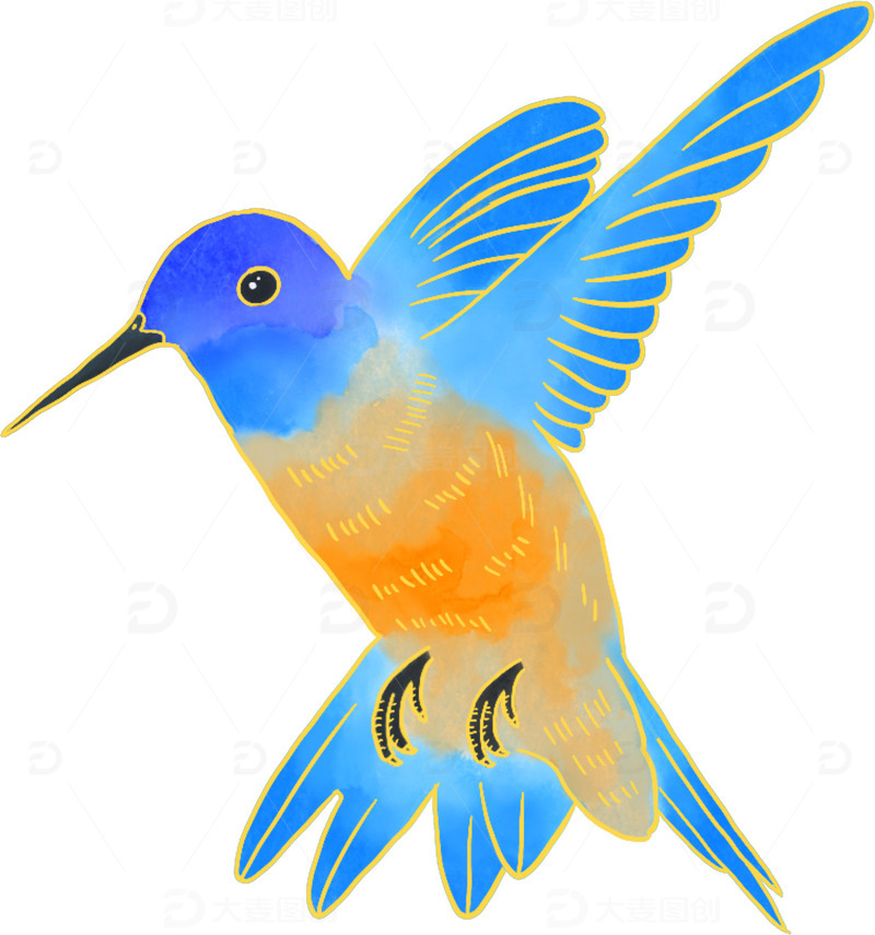 源文件下载【趣麦麦图】国潮风鸟类手绘元素