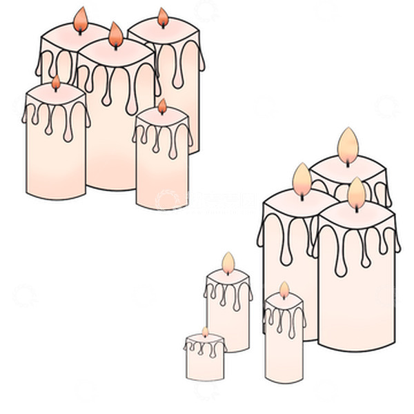 源文件下载【趣麦麦图】白色手绘蜡烛中元节元素