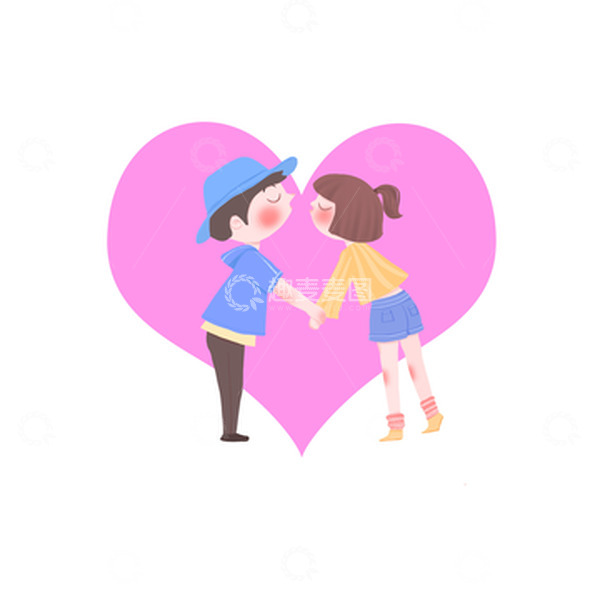 源文件下载【趣麦麦图】手绘卡通七夕情侣约会爱心