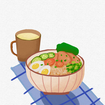 手绘夏季解暑美食凉面