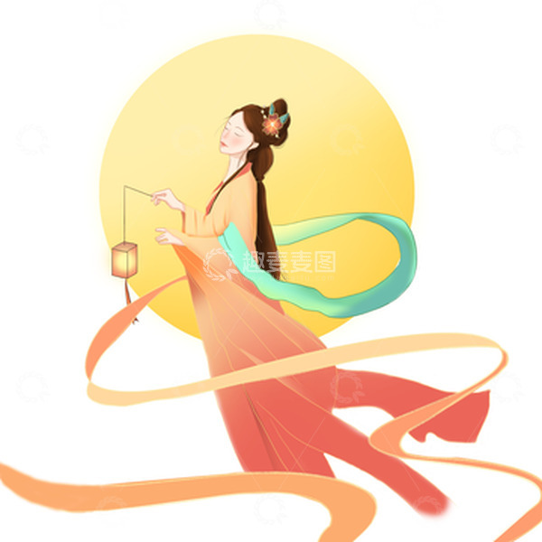 源文件下载【趣麦麦图】手绘中秋嫦娥奔月