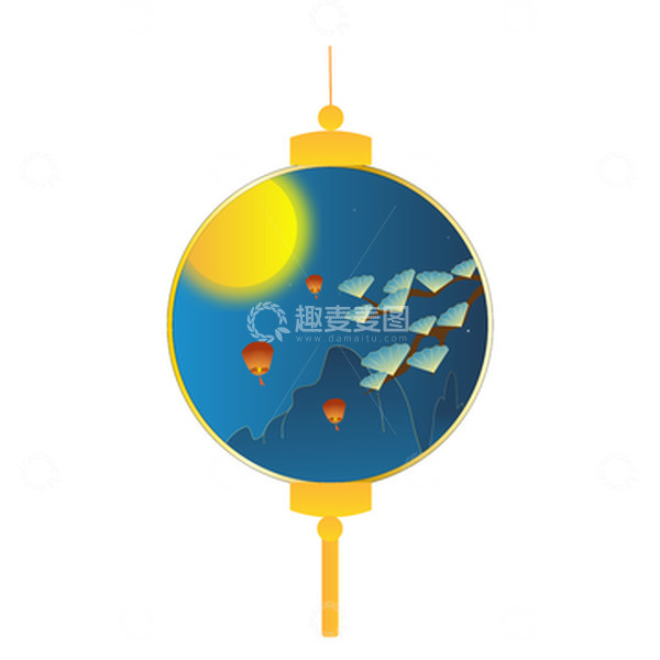 源文件下载【趣麦麦图】中国风灯笼中秋节精品素插画元素