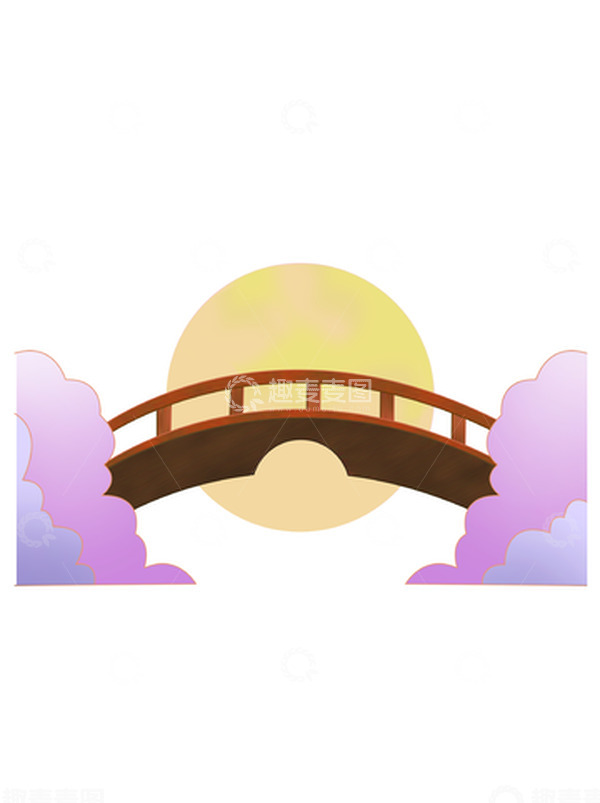 源文件下载【趣麦麦图】七夕鹊桥卡通风格云朵月亮小清新情人节元素