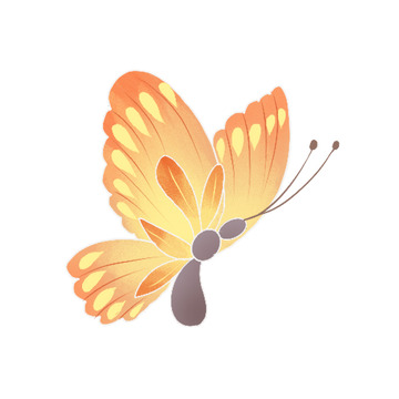 橘色国潮浪漫花色蝴蝶飞舞素材