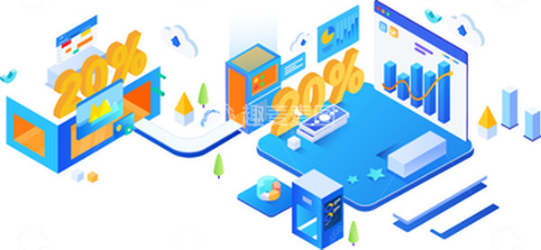 源文件下载【趣麦麦图】2.5D互联金融科技云端传输新媒体插画