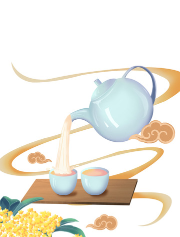 手绘中秋桂花酒