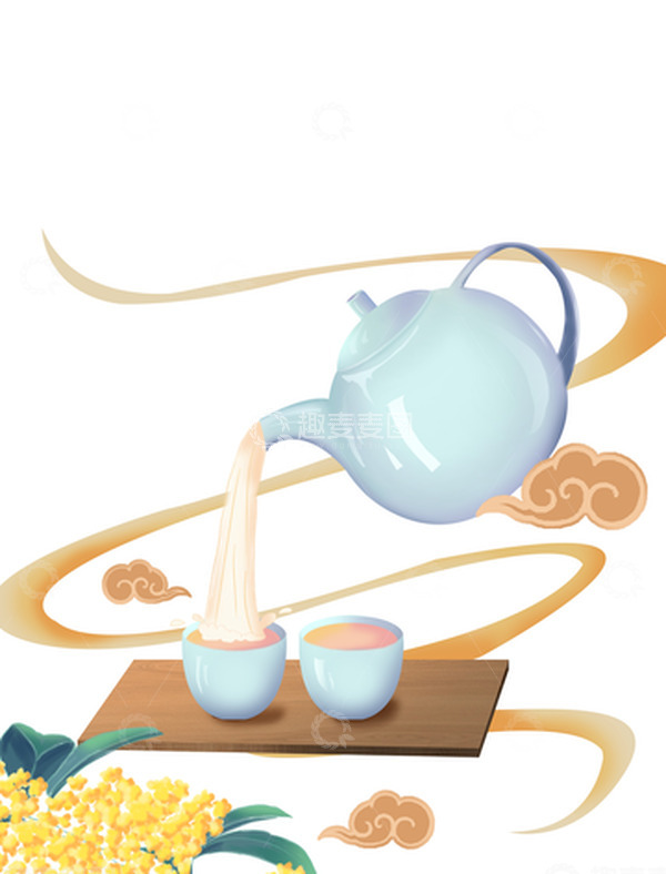 源文件下载【趣麦麦图】手绘中秋桂花酒