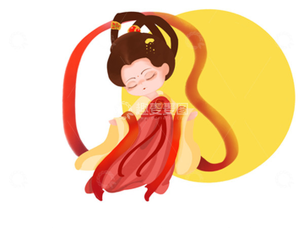 源文件下载【趣麦麦图】国潮卡通嫦娥应悔偷灵药中秋节手绘