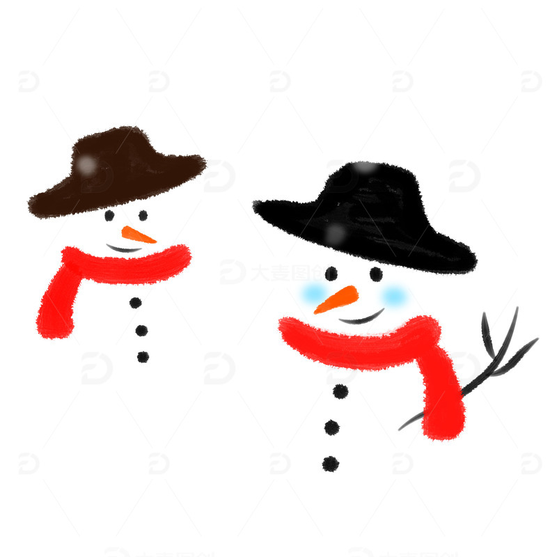 源文件下载【趣麦麦图】白色卡通冬天小雪人手绘图