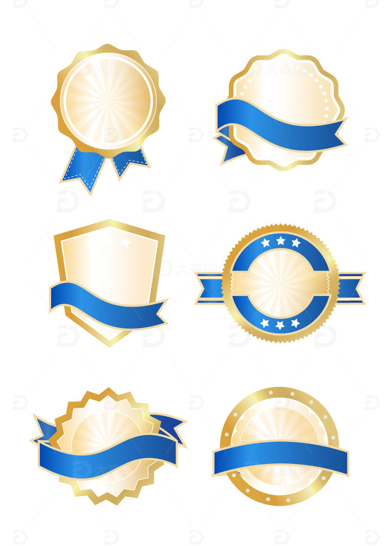 金色花环橄榄枝徽章勋章奖牌花边标签