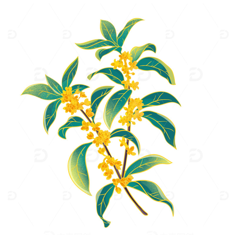 源文件下载【趣麦麦图】国潮中秋节桂花花卉元素