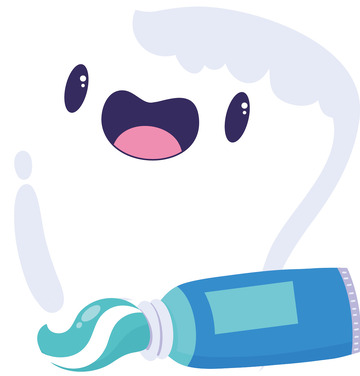 白色卡通牙齿牙膏元素