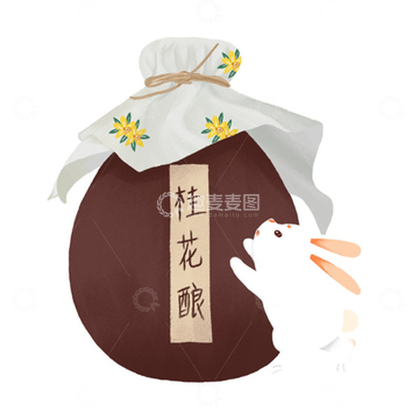 源文件下载【趣麦麦图】中秋节桂花酿兔子可爱手绘图
