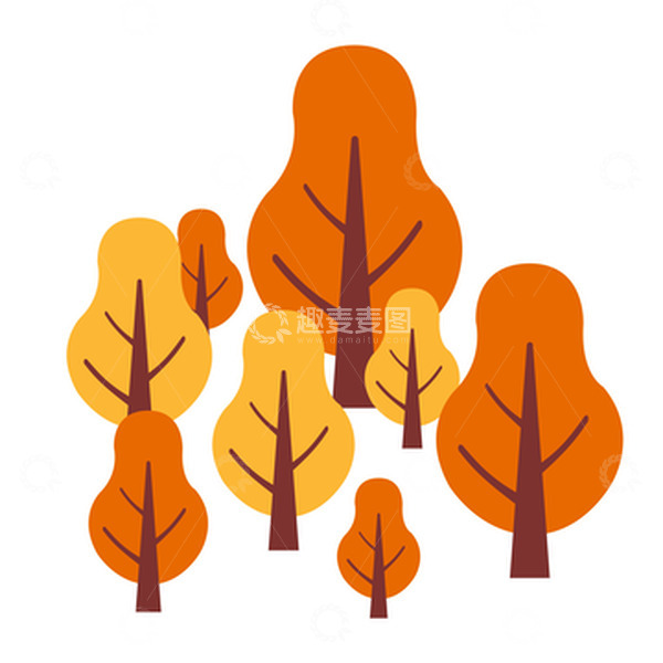 源文件下载【趣麦麦图】秋天树木立秋树丛