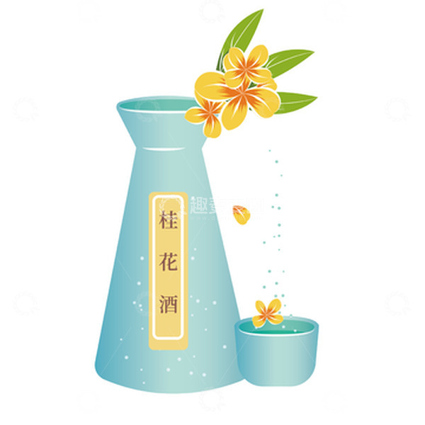 源文件下载【趣麦麦图】中秋桂花酒酒坛矢量手绘