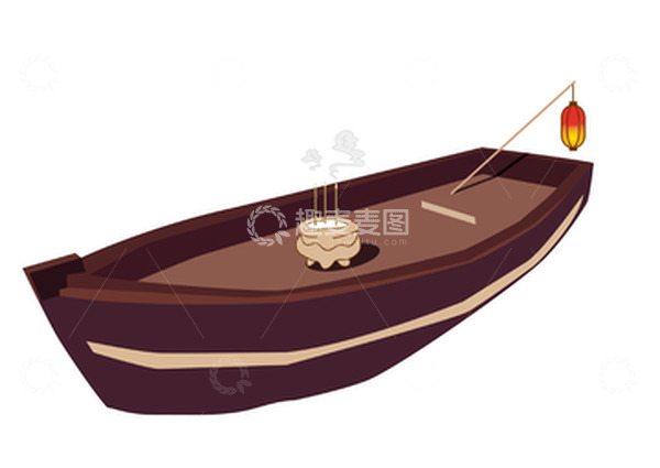 源文件下载【趣麦麦图】中元节船只祭拜放河灯矢量手绘