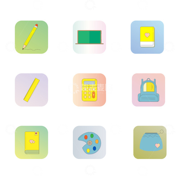 源文件下载【趣麦麦图】清新的学习文具