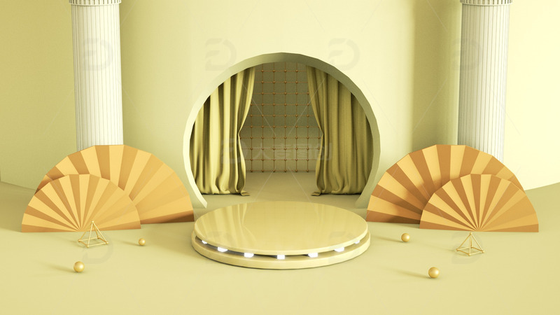 源文件下载【趣麦麦图】黄色橙色电商清爽C4D舞台场景