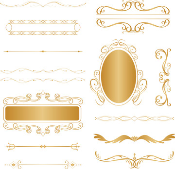 鎏金欧式古典复古纹理分割线花边装饰标签
