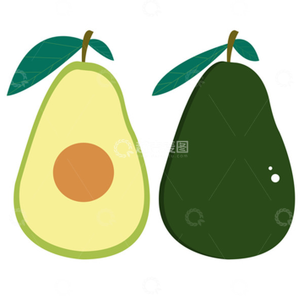 源文件下载【趣麦麦图】绿色小清新手绘扁平卡通牛油果水果元素