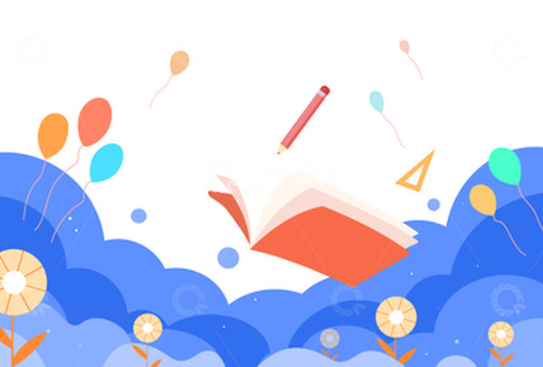 源文件下载【趣麦麦图】扁平时尚开学季书本文具气球云朵矢量场景