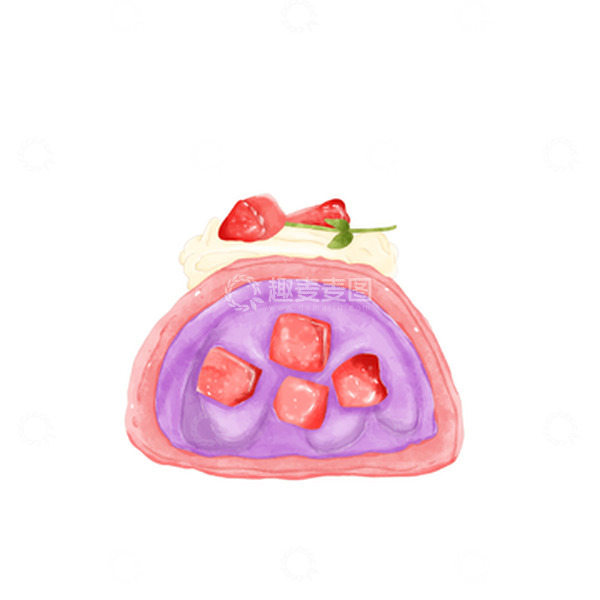 源文件下载【趣麦麦图】紫色小清新麻薯奶酪包美食手绘图