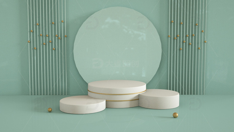 蓝色电商C4D横版海报舞台场景