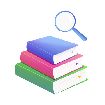 开学季放大镜书本文具插画