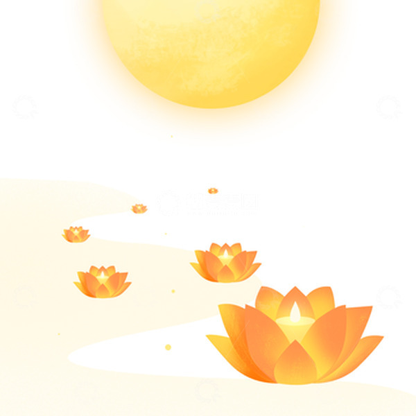 源文件下载【趣麦麦图】中元节祭祀放花灯元素