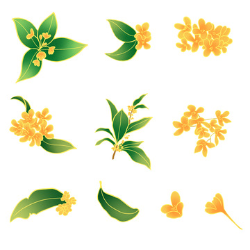 金色国潮风桂花中秋手绘图