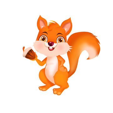 手绘小松鼠坚果元素