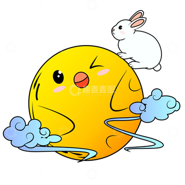 源文件下载【趣麦麦图】中秋月亮上奔跑的兔子