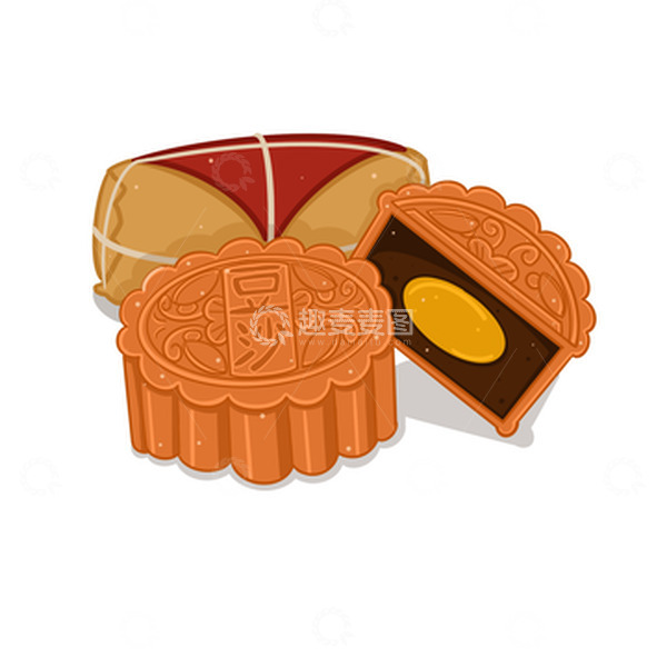 源文件下载【趣麦麦图】手绘中秋月饼豆沙月饼