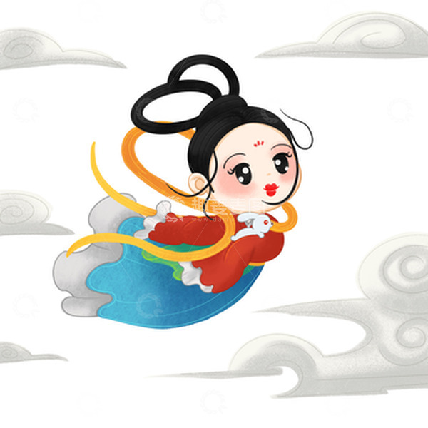源文件下载【趣麦麦图】手绘国潮嫦娥奔月中秋节