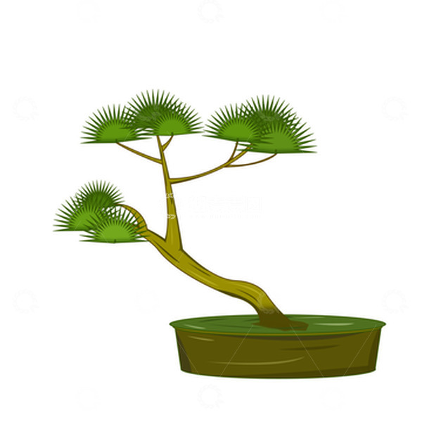 源文件下载【趣麦麦图】绿色卡通盆栽柏树